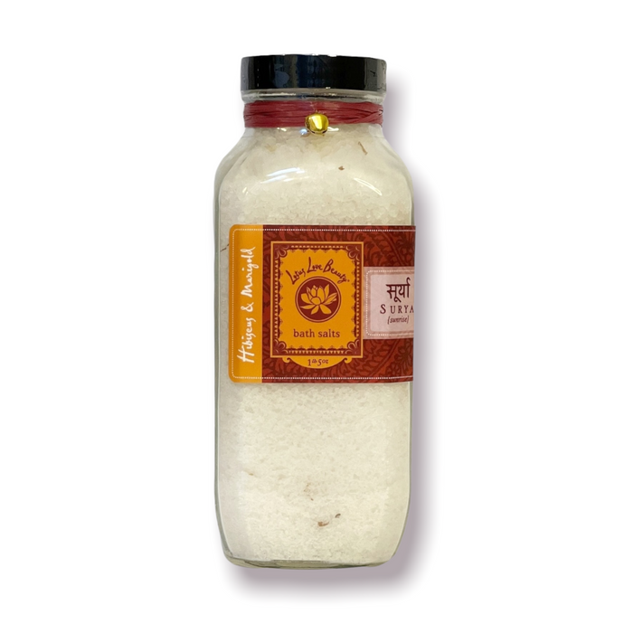 {Surya} Hibiscus & Marigold Glass Bottle Bath Salts