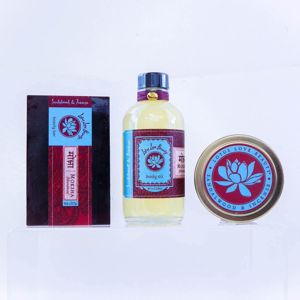 {Moksha} Sandalwood & Incense 3 Piece Collection - Lotus Love Beauty