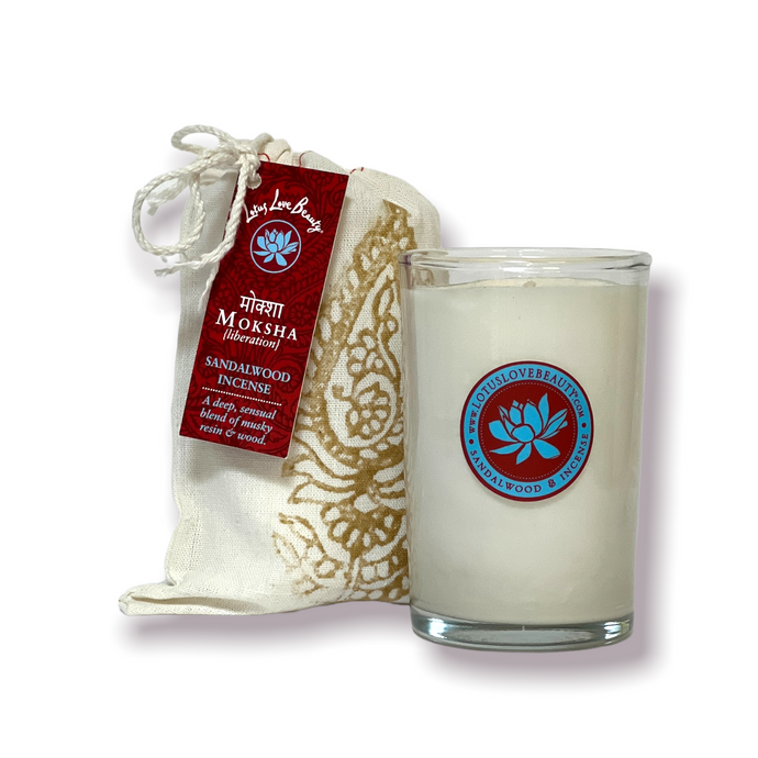 {Moksha} Sandalwood & Incense Block Print Candle
